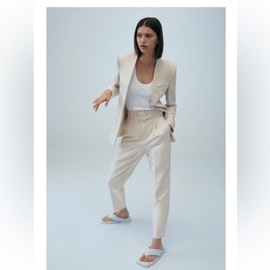 ZARA — PANTS WITH FABRIC-COVERED BELT